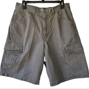 Vintage L2 Men’s Cargo short brown olive  Velcro closures front pockets 10” i…